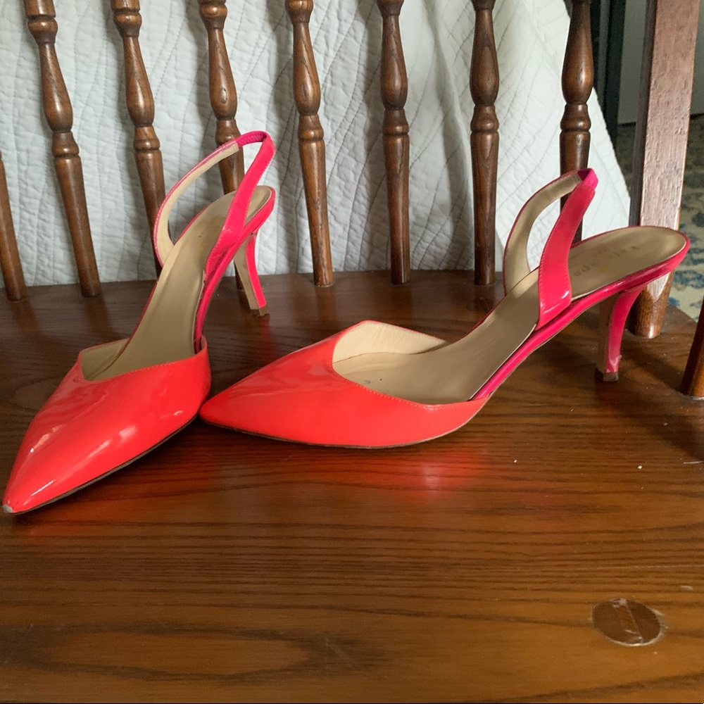 Kate Spade Patent Leather Pink Orange Slingback Heels